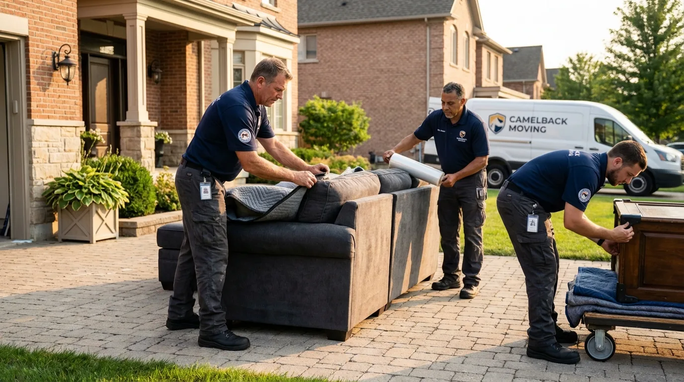 Large estate moving crew wrapping furniture in Baldwyn, MS