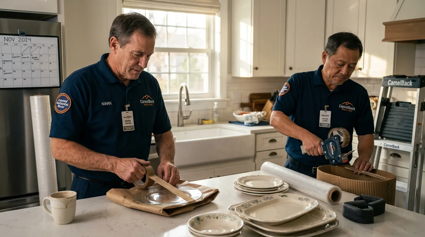 Professional crew packing kitchen dishware in Baldwyn, MS